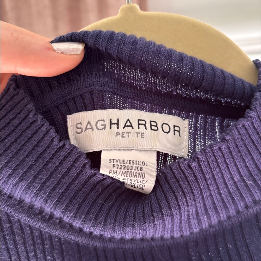 Sag Harbor Deep Blue Ribbed Top - Picture 5 of 5